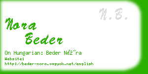 nora beder business card